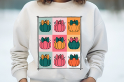 Colorful 9-Grid Pumpkins Pink Teal Fall Product Image 2
