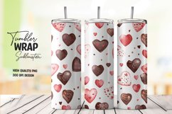 Watercolor heart pattern tumbler wrap sublimation png Product Image 1