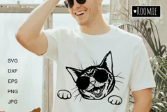 Cool Cat in sunglasses SVG for Cricut, Cat mom shirt design Product Image 2