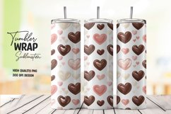 Watercolor heart pattern tumbler wrap sublimation png Product Image 1