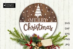 Scandinavian Christmas door hanger svg, Merry Christmas sign Product Image 1