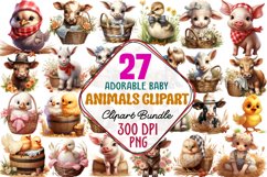 Adorable Baby Farm Animals clipart Bundle Product Image 1