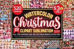 Watercolor Christmas Clipart Bundle, Christmas Mega Bundle Product Image 1