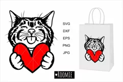 Cute Valentine Cat with heart SVG for Cricut, Love cat Shirt Product Image 2
