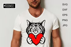 Cute Valentine Cat with heart SVG for Cricut, Love cat Shirt Product Image 1