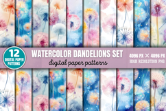 Watercolor dandelions set Digital Background Paper Bundle PN Product Image 1
