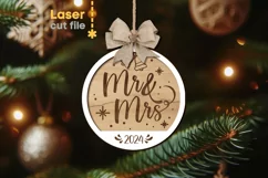 Mr & Mrs Christmas Ornament SVG laser cut file for Glowforge Product Image 1