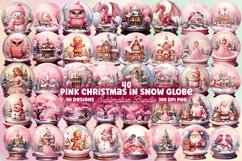 Pink Christmas in Snow Globe Clipart Bundle Product Image 1