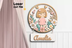 Girl Baby Name Sign SVG laser cut file for Glowforge Product Image 1