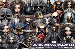 Gothic Antique Halloween Sublimation Clipart, Antique Hallow Product Image 1