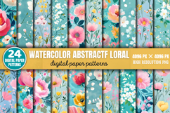 Watercolor Abstract Floral Pattern Set Bundle PNG Product Image 1