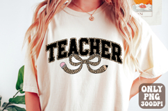 Teacher Leopard Coquette Bow PNG | Leopard Back To School Product Image 1
