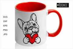 Frenchie with heart svg for Cricut, Valentine French bulldog Product Image 1