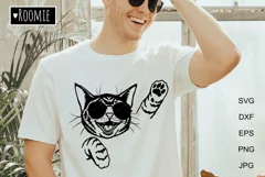 Cool Cat in sunglasses SVG for Cricut, Cat mom shirt design Product Image 1