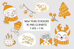 New Year Stickers PNG. Christmas cute 2026. vector file Product Image 1