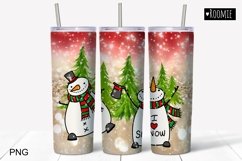 Winter tumbler Sublimation PNG, Christmas Snowman Friends Product Image 1