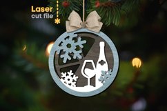 Wine Christmas Ornament SVG laser cut file for Glowforge Product Image 1