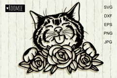 Funny Cat with flowers SVG for Cricut, Cats shirt design Product Image 1