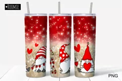 Valentine tumbler Sublimation Design PNG, Gnome Love Heart Product Image 2