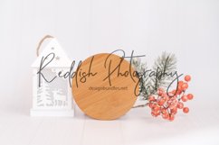 Round wood sign mockup JPG 300 dpi, flat lay mock up Product Image 1
