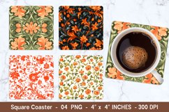 Ornamental Floral Square Coasters | Square Coaster Png Product Image 1