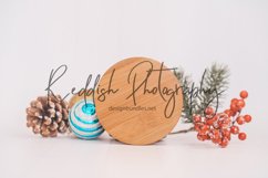 Round wood sign mockup JPG 300 dpi, flat lay mock up Product Image 1