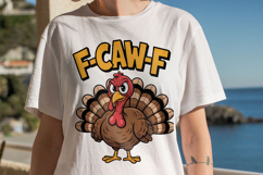 F-Caw-F Disgruntled Funny Turkey Pun Fun Product Image 2