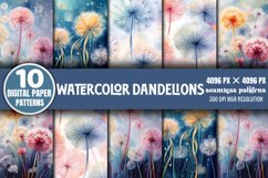 Watercolor dandelions digital paper Backgrounds, Product Image 1