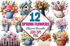 Spring Flowers Sublimation Clipart Bundle Product Image 1