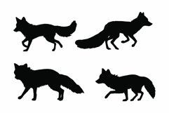 Foxes walking silhouette set vector Product Image 1