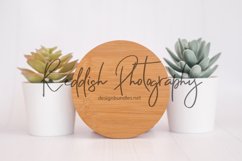 Round wood sign mockup JPG 300 dpi, flat lay mock up Product Image 1