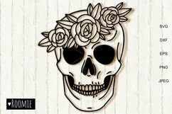 floral Skull with flower crown svg, Skull face svg, Skeleton Product Image 1