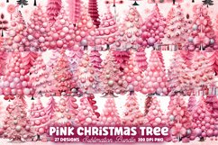 Pink Christmas Tree Clipart Bundle, Pink Christmas Tree PNG Product Image 1