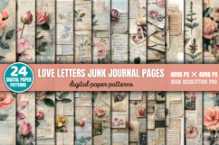 Love letters Junk Journal Pages Background Paper Bundle PNG Product Image 1
