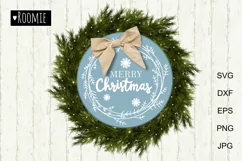 Scandi Christmas door hanger svg, Merry Christmas wreath Product Image 1