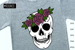floral Skull with flower crown svg, Skull face svg, Skeleton Product Image 1