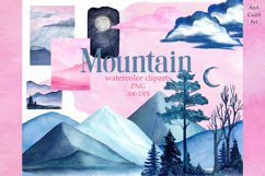 Watercolor Mountain clipart Product Image 1