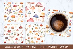 Watercolor Mushroom Square Coaster | Square Coaster Png Product Image 1