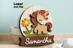 Unicorn Baby Name Sign SVG Laser cut file for Glowforge Product Image 1