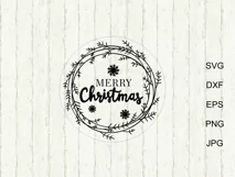 Scandi Christmas door hanger svg, Merry Christmas wreath Product Image 2