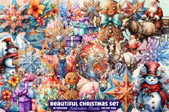 Beautiful Christmas Watercolor Clipart Bundle Product Image 1