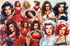 Vintage Pin Up Girl Clipart Sublimation Bundle Product Image 2