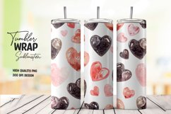 Watercolor heart pattern tumbler wrap sublimation png Product Image 1