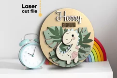 Dinosaur Baby Name Sign SVG Laser cut file for Glowforge Product Image 1