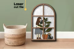 Girl with plants SVG Laser cut file for Glowforge Product Image 1