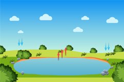 Water Cycle Process with a Pond Vector Product Image 1