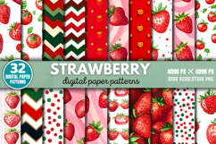 Strawberry Digital Paper Background Bundle PNG Product Image 1