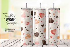 Watercolor heart pattern tumbler wrap sublimation png Product Image 1