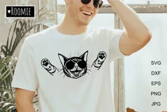 Rock Cat in sunglasses SVG for Cricut, Cat mom shirt design Product Image 2