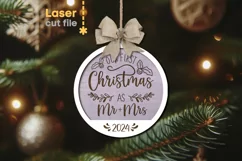 Mr & Mrs Christmas Ornament SVG laser cut file for Glowforge Product Image 1